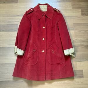 Women's Vintage 1970's Country Pacer Red Button Up Parka Jacket Coat Sz Large